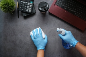 Cleaning office desk